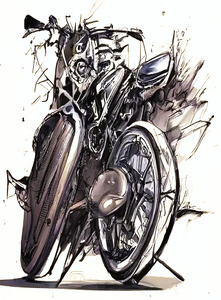 Motorcycle Print Poster Print