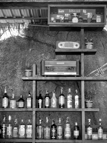 BW Alcohol Shelves by Jimmy Roy Photos
