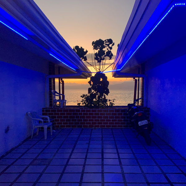 Blue Neon Sunset Print