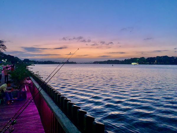 Fishing at Sunset Print