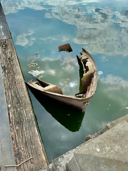Sinking Boat Reflections Print