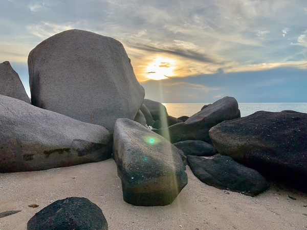 Sunset Over the Rocks Print