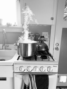 Bone stock on the stove