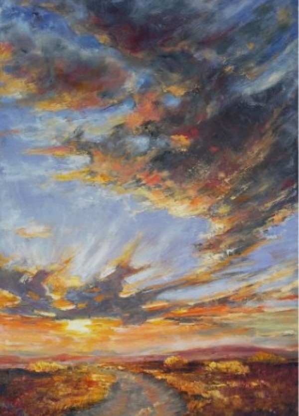 WALKING UNDER SUNSET SKY original skyscape painting Print