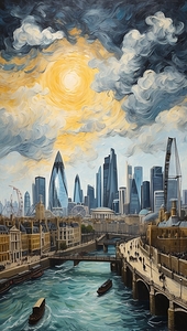 van gough painting of london skyline 