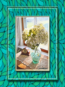 Hydrangeas in Window DF 12 x 16