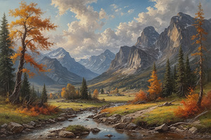 Autumn Mountain Valley Landscape