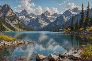Serene Mountain Lake Landscape