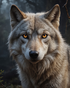 Majestic Wolf Portrait with Golden Eyes