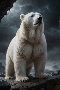 Majestic Polar Bear in Dramatic Landscape