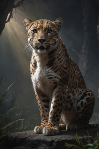 Majestic Leopard in Forest Light