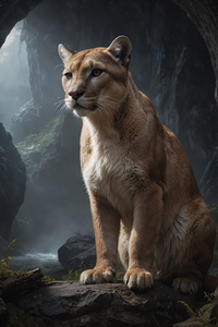 Majestic Mountain Lion in a Cave