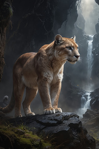 Majestic Lioness in Mystical Forest