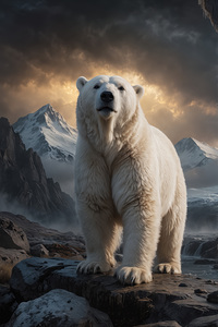 Majestic Polar Bear in Dramatic Landscape