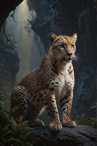 Majestic Leopard in Misty Jungle
