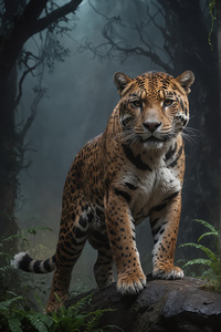 Majestic Tiger in Misty Forest