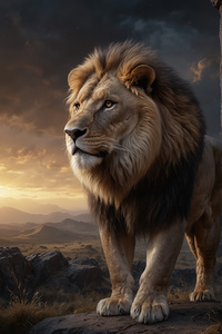 Majestic Lion at Sunset