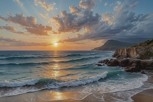 Serene Sunset Over the Ocean