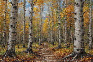 Autumn Birch Forest Path