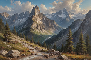 Majestic Mountain Landscape with Stream