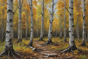 Autumn Birch Forest Pathway