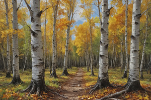 Autumn Birch Forest Path