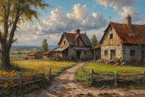 Charming Rustic Countryside Landscape