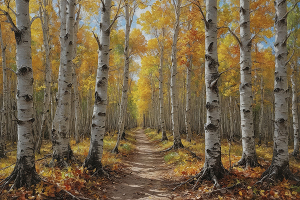 Autumn Forest Path with Vibrant Foliage Print