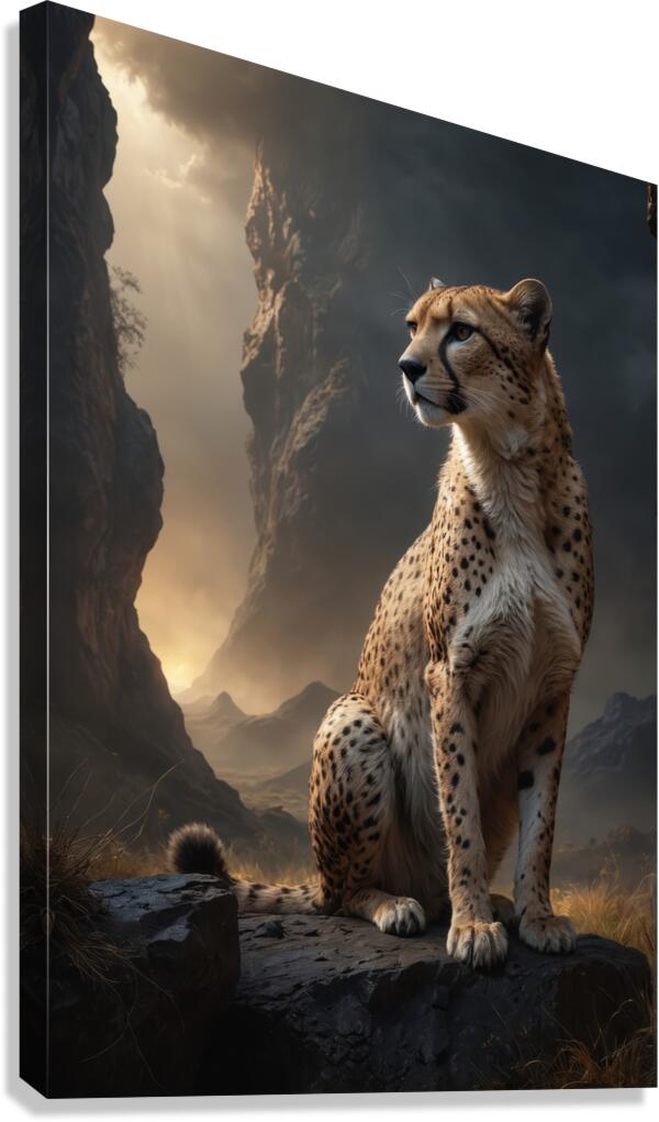 Majestic Cheetah in Dramatic Landscape Canvas Print