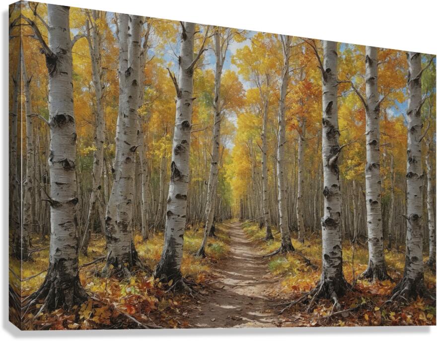 Autumn Forest Path with Vibrant Foliage Canvas Print