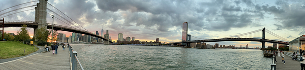 Sunset at Brooklyn & Manhattan Bridges Print