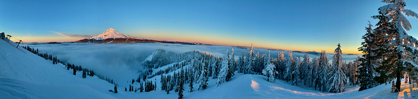 Ski Bowl Alpenglow on St Helens Rainier Hood & Jefferson by Aaron Pearlman Photography