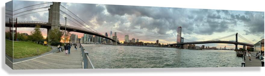 Sunset at Brooklyn & Manhattan Bridges Canvas Print