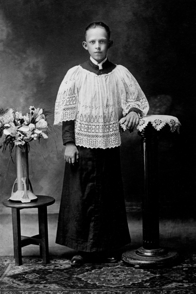 Found and Restored - Gothic Altar Boy - Found as a Antique Photo Print