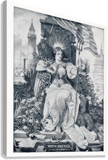 Artwork - Found and Restored - North America - 1888 Panorama of Nations - Antique Bookplate Print Canvas Print