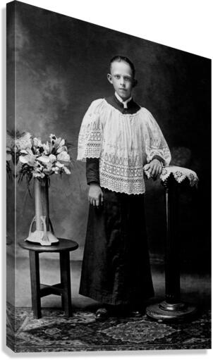 Found and Restored - Gothic Altar Boy - Found as a Antique Photo Canvas Print