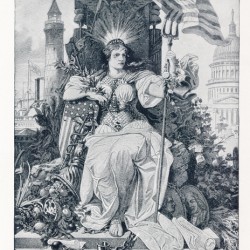 Artwork - Found and Restored - North America - 1888 Panorama of Nations - Antique Bookplate Print