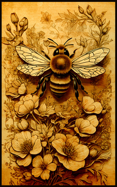 Bee Time Vintage Digital Painting by SUKI