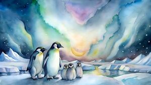 Penguin Family Aurora Embrace
