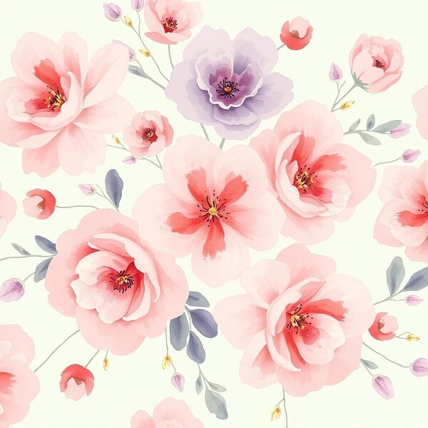 Soft Blossom Harmony Elegant Floral Watercolor Pattern by DigiCrafter