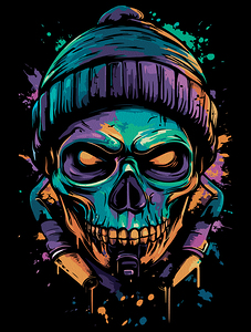 Neon Skull Graffiti Glow