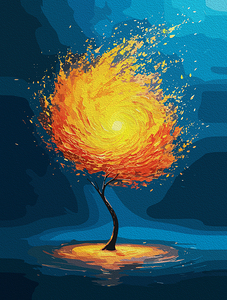 Fiery Tree of Life | Abstract Nature Wall Art