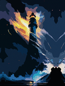 Ethereal Lighthouse – Dramatic Seascape