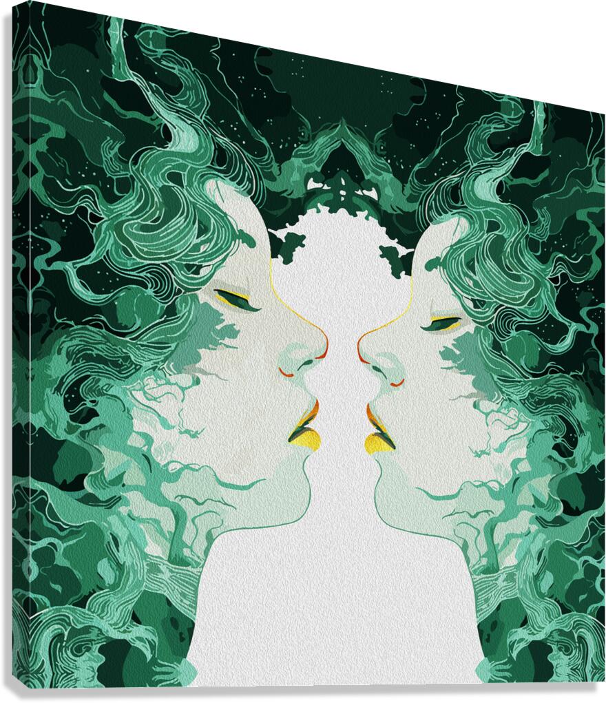 Ethereal Duality – Surreal Mirror Reflection Canvas Print