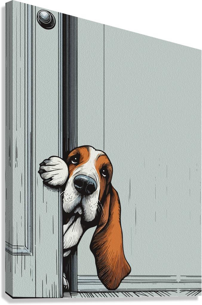 Adorable Basset Hound Dog Wall Art Canvas Print