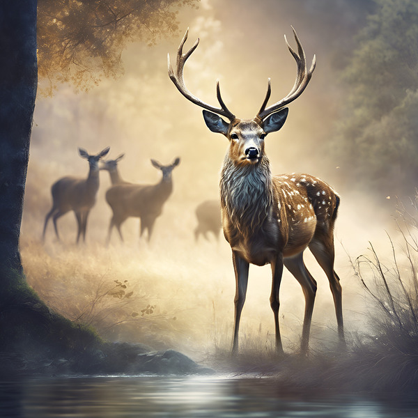 a deer. An expression of the freedom of animals and the beauty of nature. Print