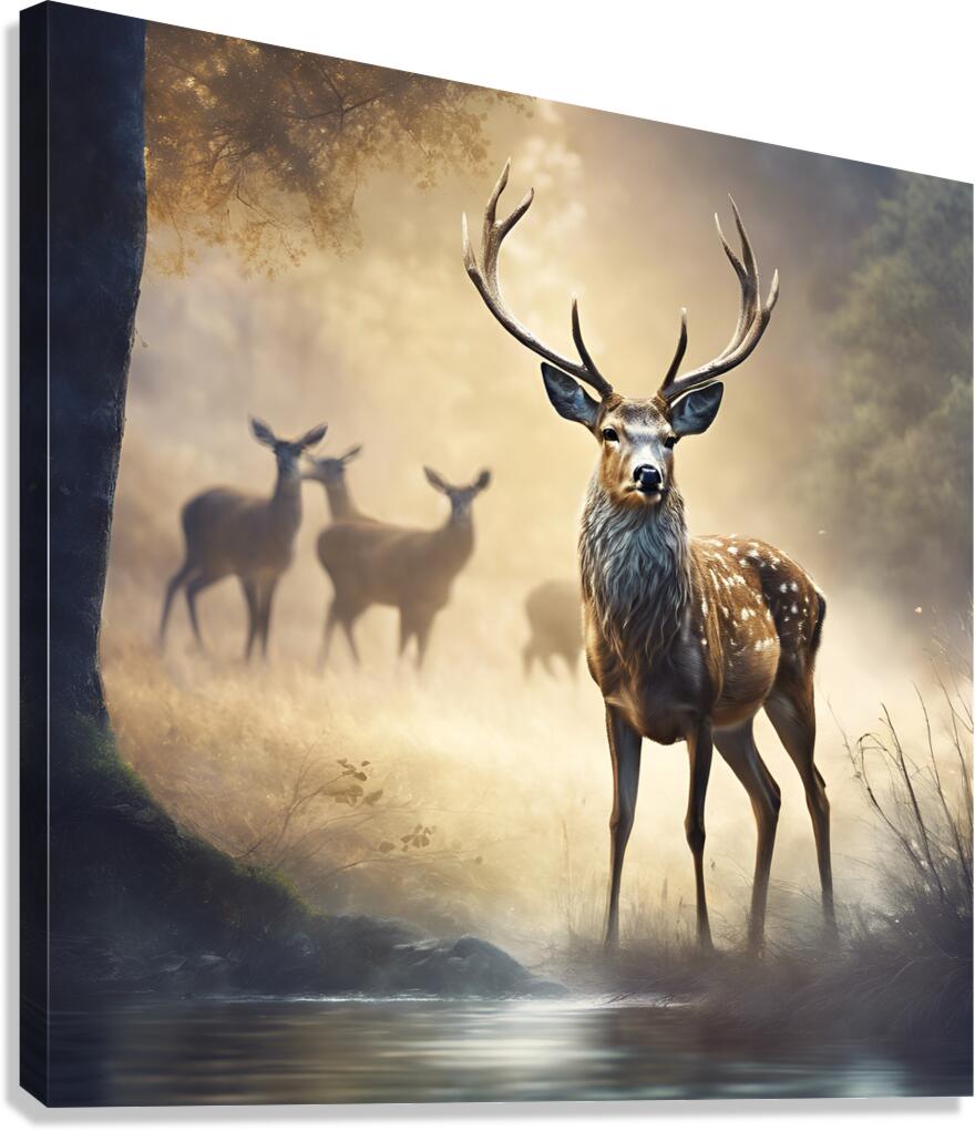 a deer. An expression of the freedom of animals and the beauty of nature. Canvas Print