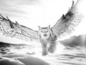  The magnificent flying Snowy Lynx