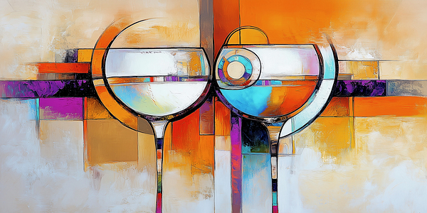 Kissing Wine Glasses Print