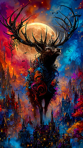 Runic Antler Moon Stag